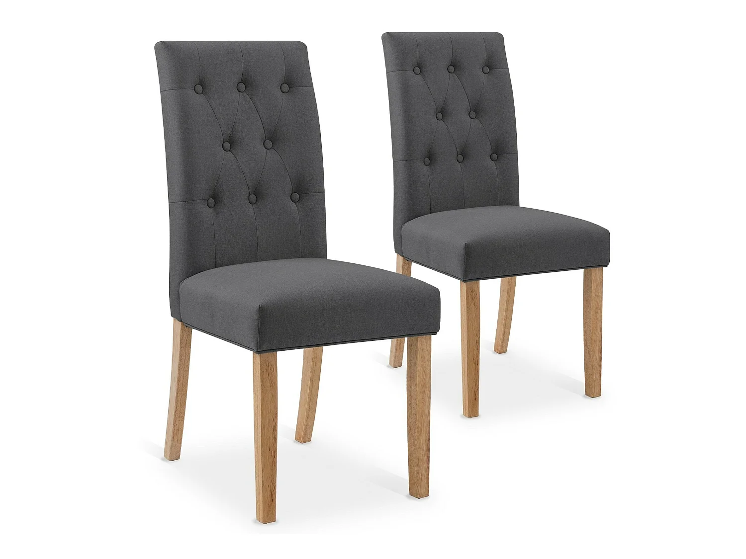 Lot de 2 chaises capitonnées Gaya tissu gris