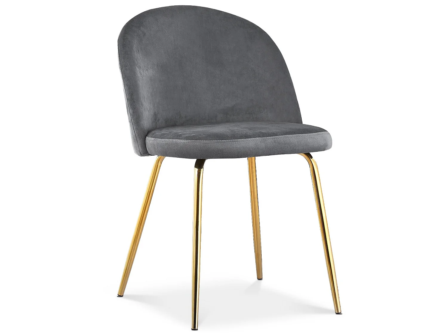 Lot de 4 chaises Cecilia Velours Gris pieds or