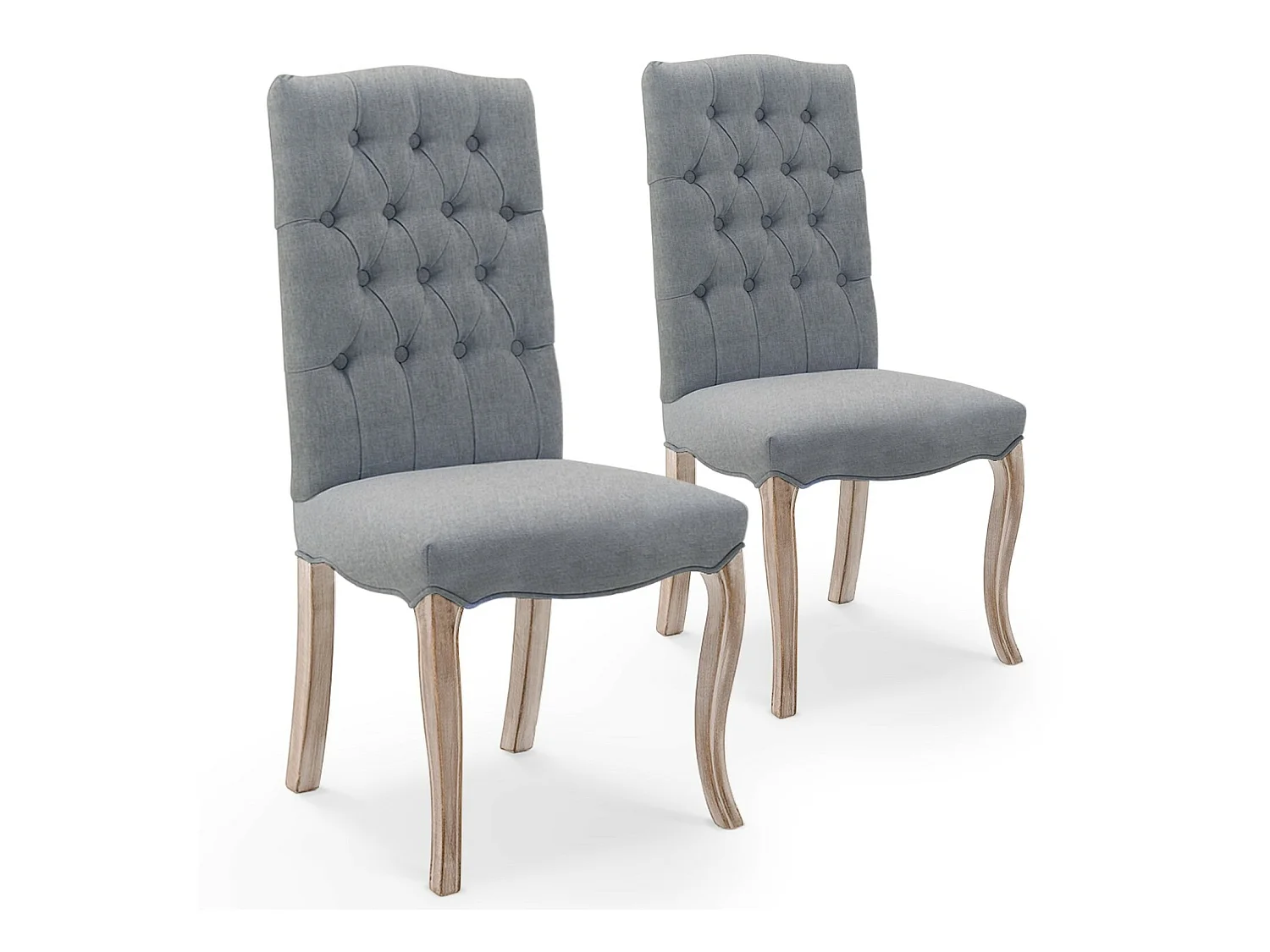 Lot de 2 chaises capitonnées Jade tissu gris