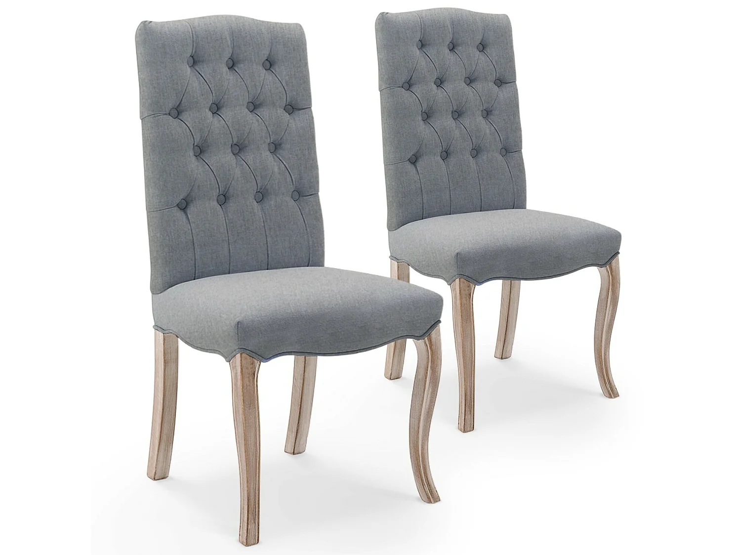 Lot de 2 chaises capitonnées Jade tissu gris
