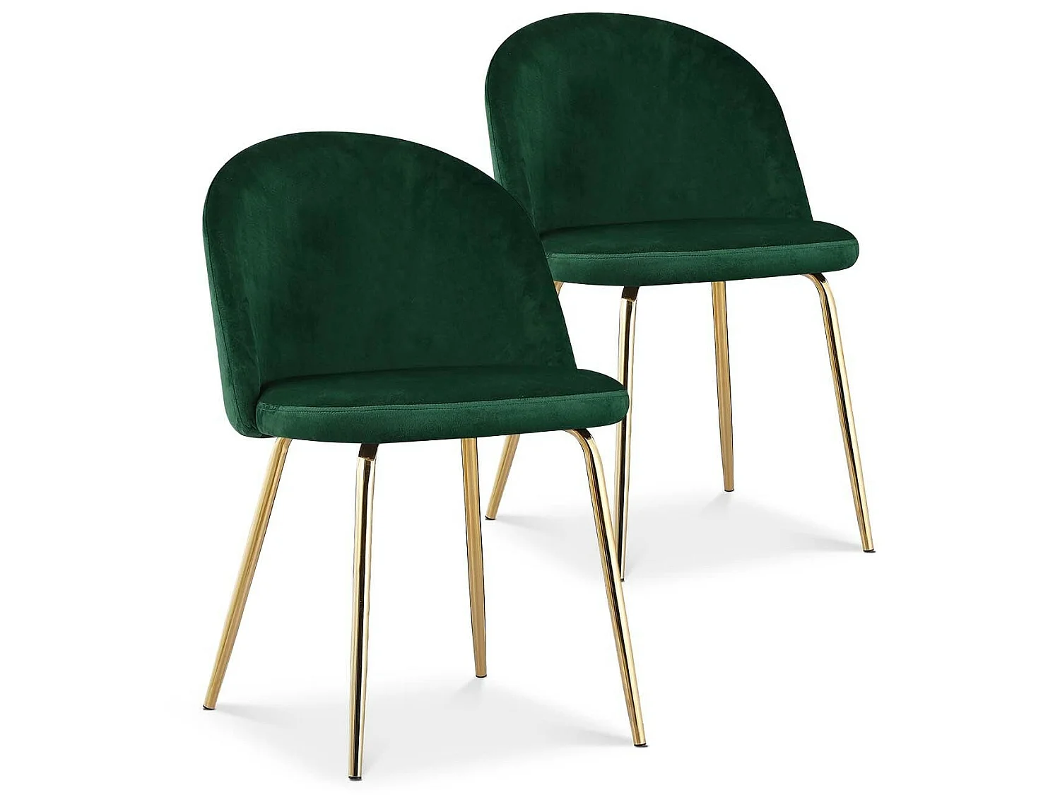 Lot de 2 chaises Cecilia velours Vert pieds or