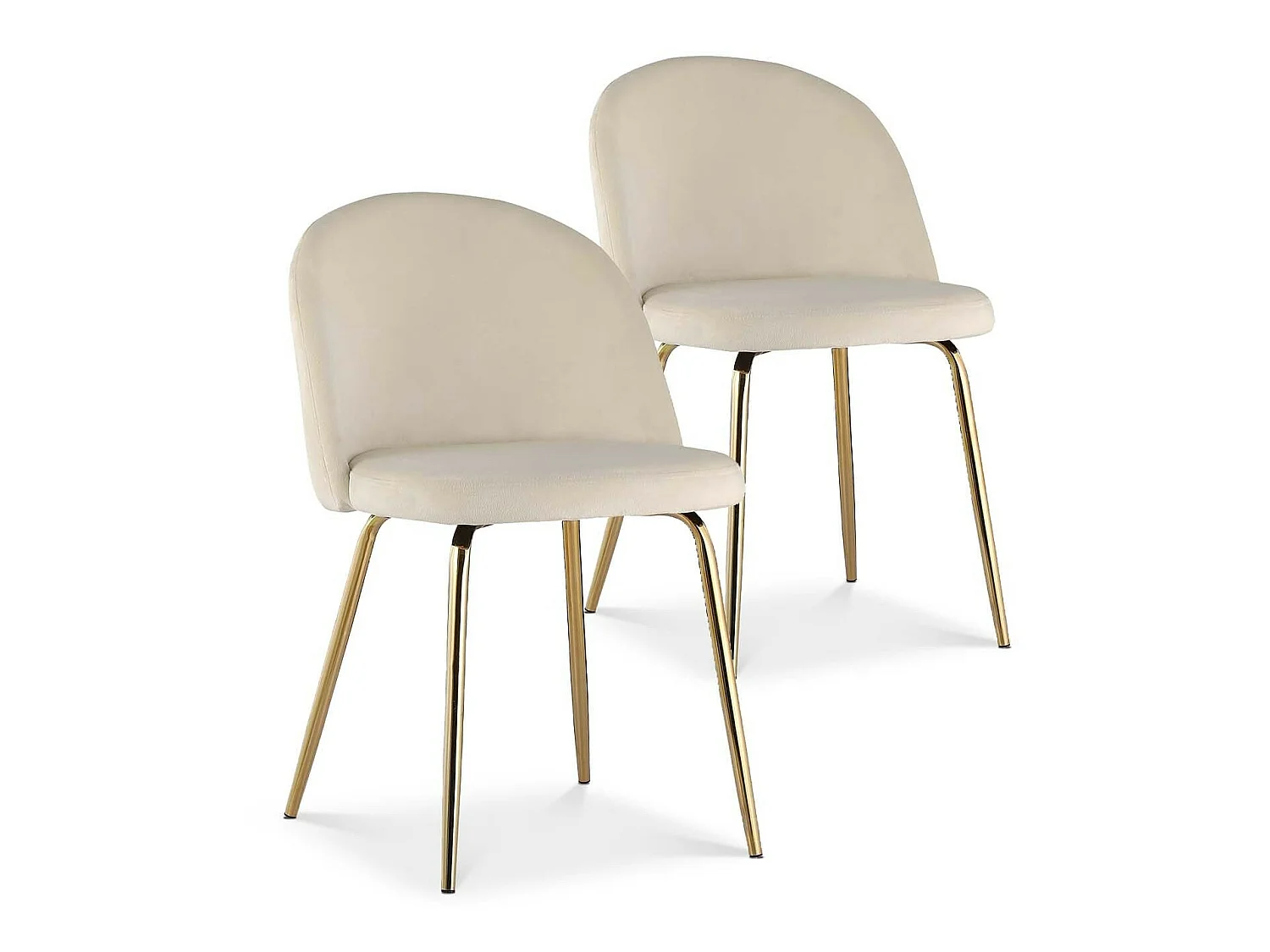Lot de 2 chaises Cecilia velours Beige pieds or