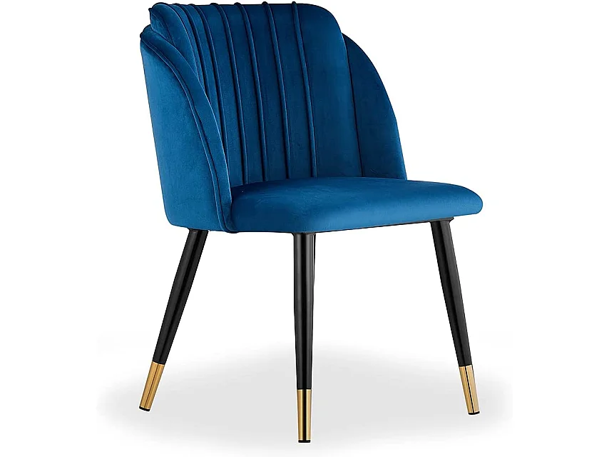 MILANO - Chaise de Salle à Manger en Velours - Style Vintage - Bleu