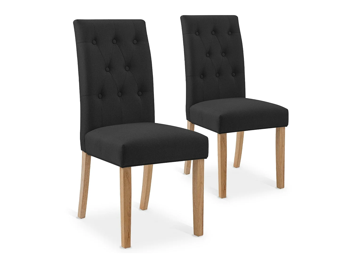 Lot de 2 chaises capitonnées Gaya tissu noir