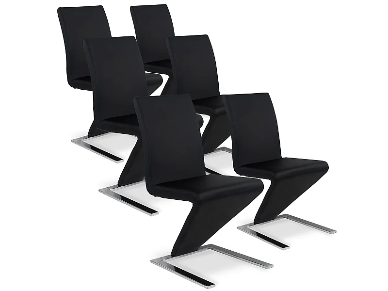 Lot de 6 chaises design Delano Noir