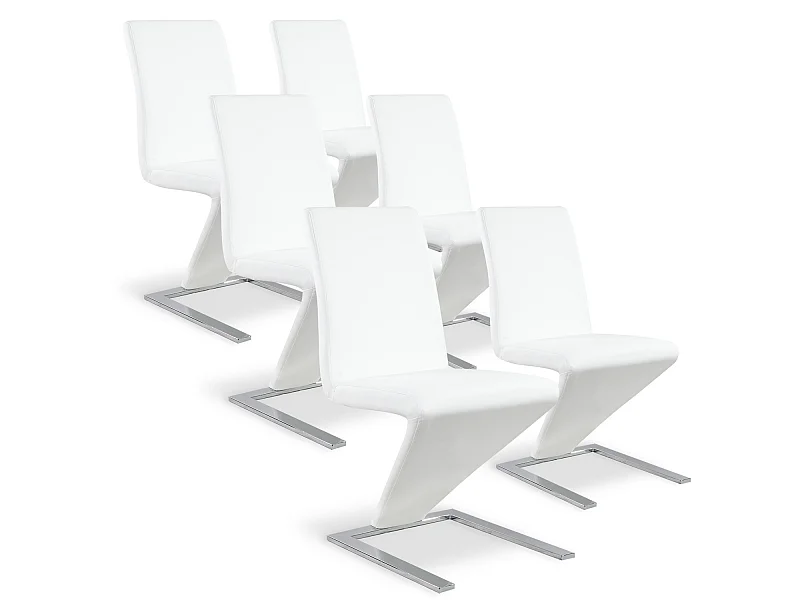Lot de 6 chaises design Delano Blanc