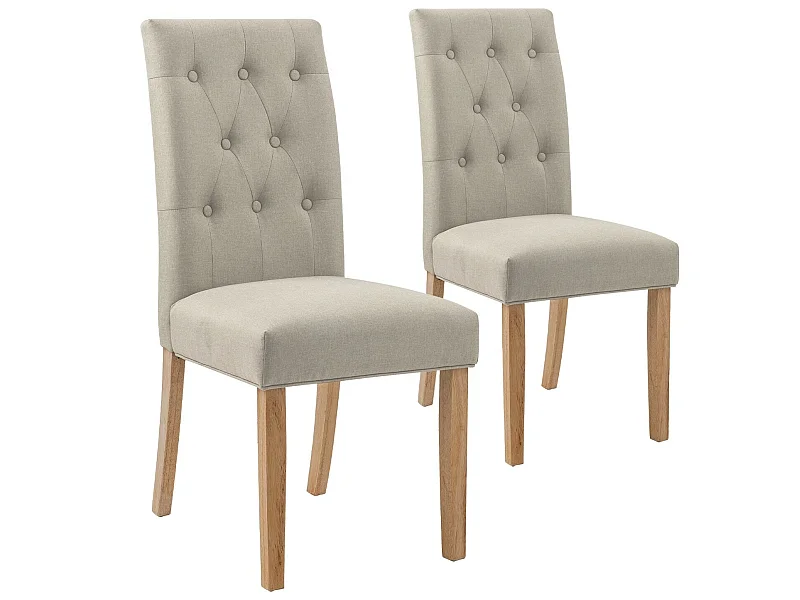 Lot de 2 chaises capitonnées Gaya tissu beige