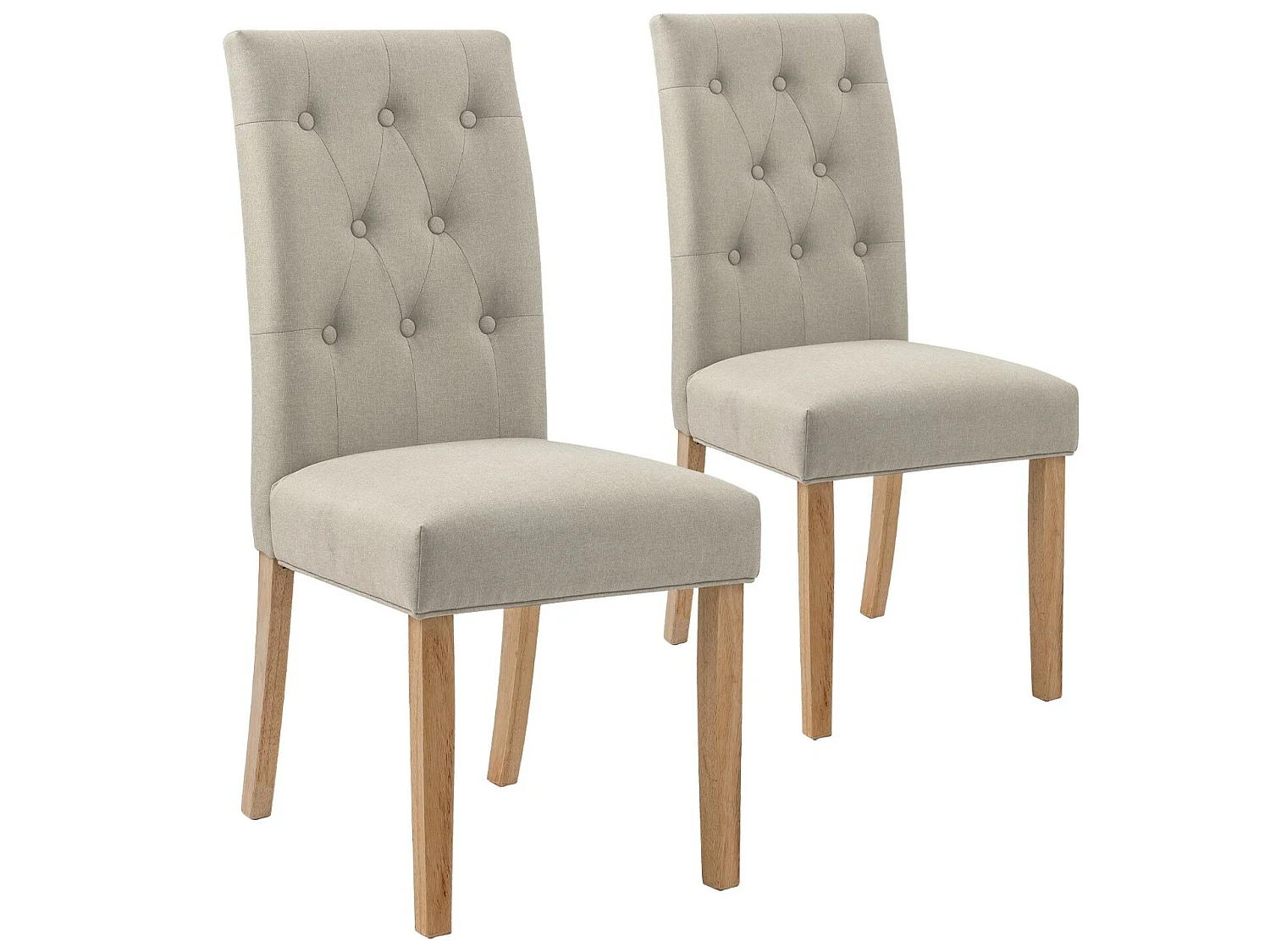 Lot de 2 chaises capitonnées Gaya tissu beige