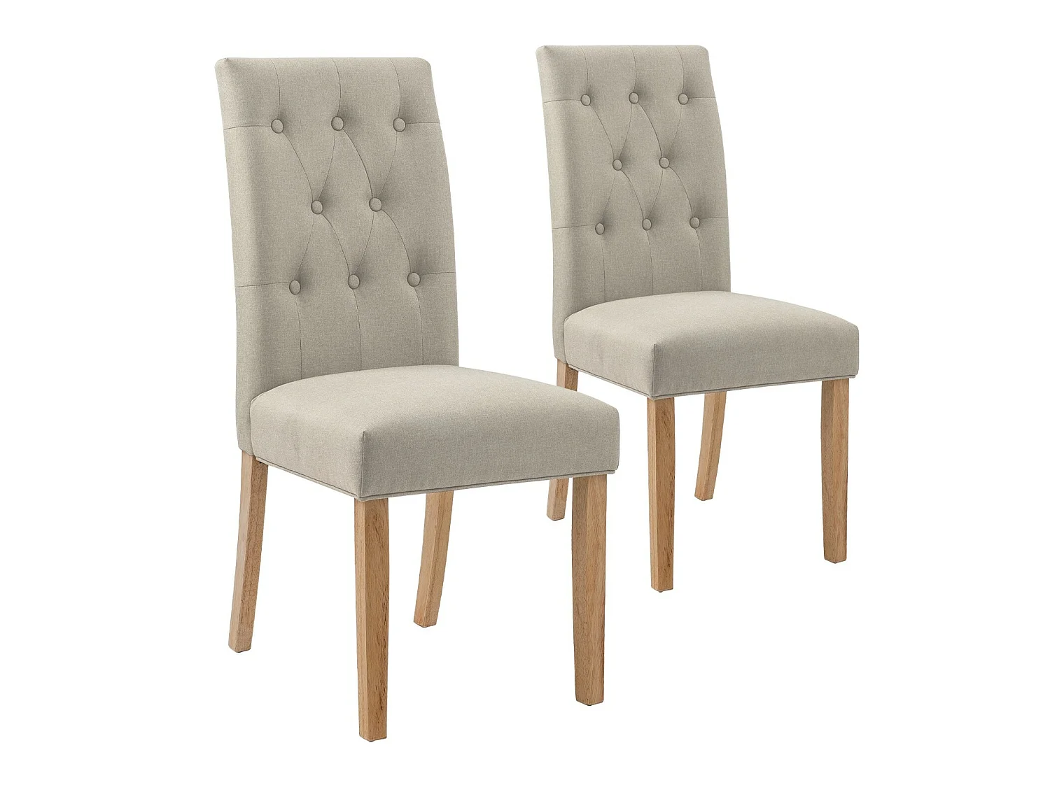 Lot de 2 chaises capitonnées Gaya tissu beige