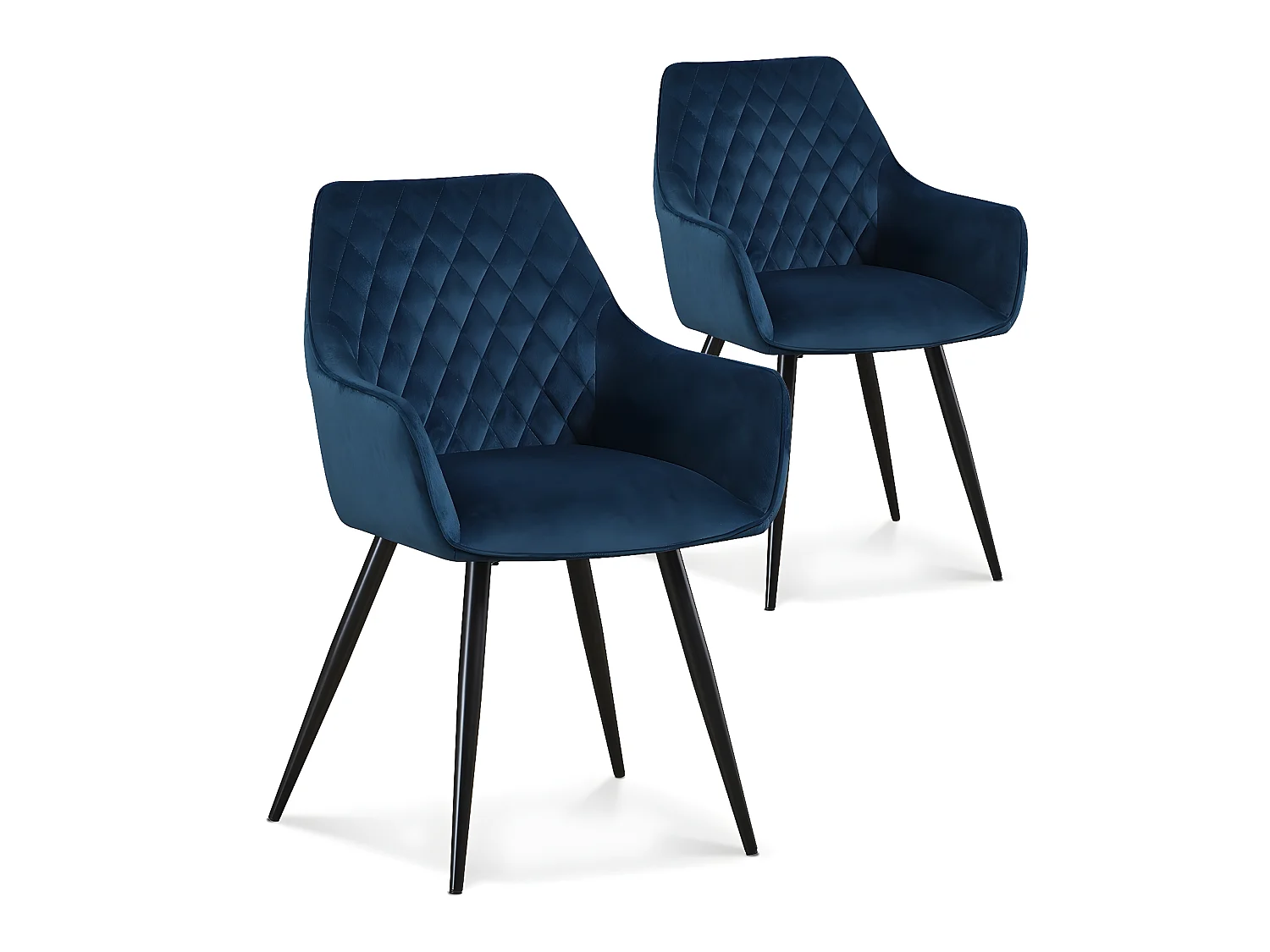 Lot de 2 chaises Victoria en velours bleu pieds noir