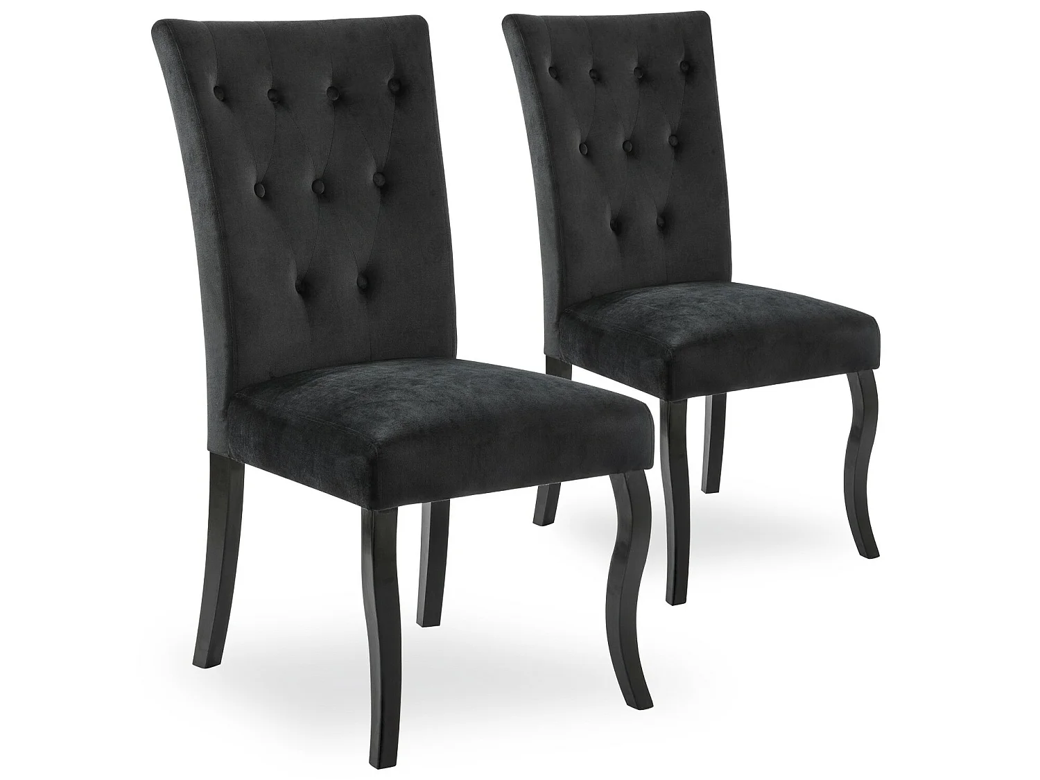 Lot de 2 chaises capitonnées Chaza Velours Noir