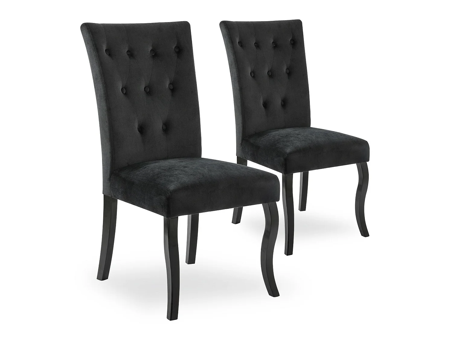 Lot de 2 chaises capitonnées Chaza Velours Noir