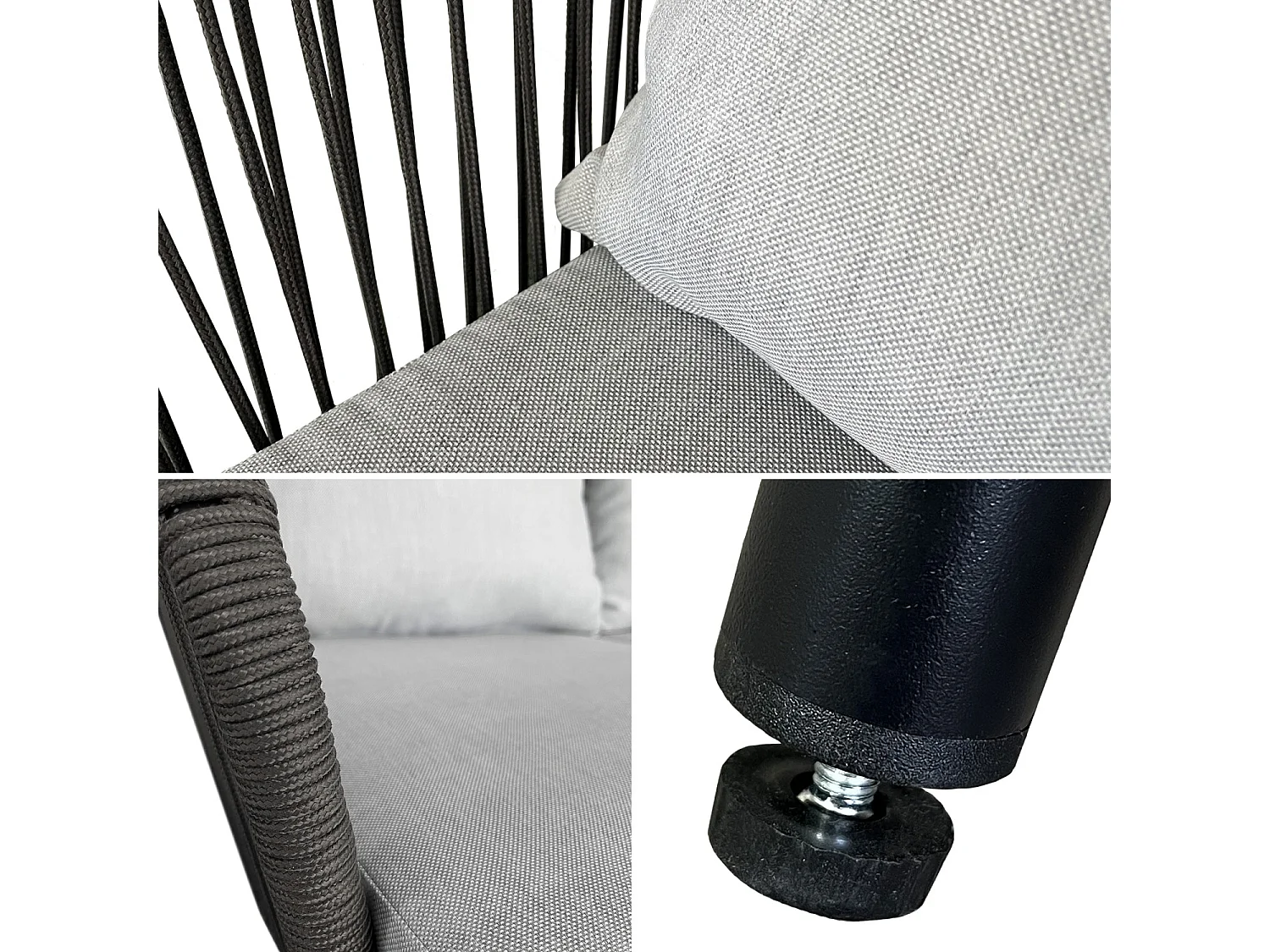 Conjunto de móveis de corda OUVÉA cinzento claro para jardim - 4 lugares