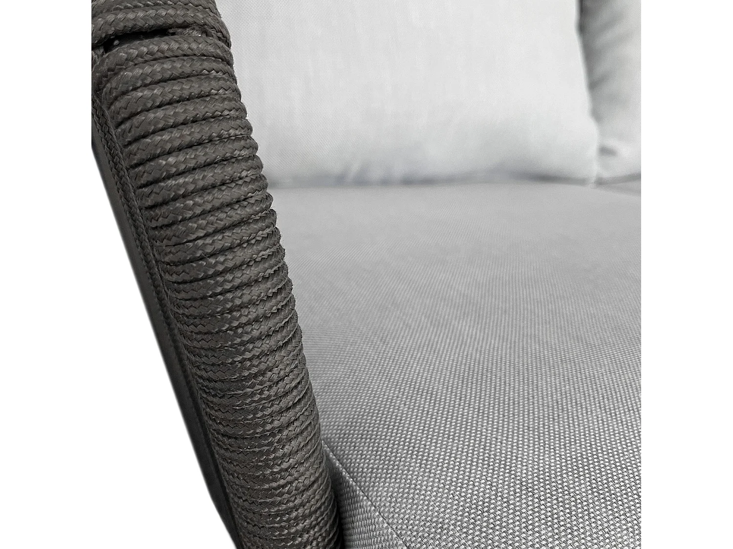 Conjunto de móveis de corda OUVÉA cinzento claro para jardim - 4 lugares