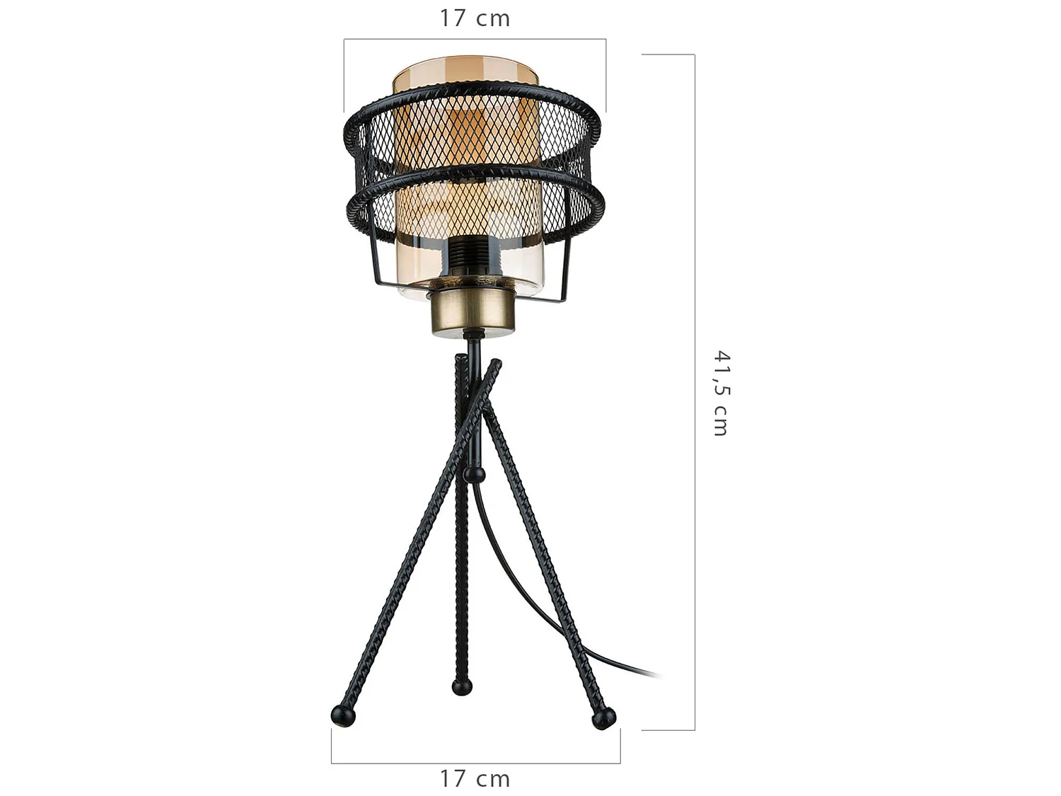 Lampe de bureau Burton en métal et verre 41,5 cm E27 noir [lux.pro]
