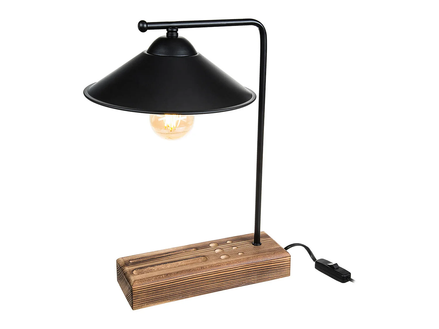 Lampe de bureau Folkestone en bois métal ABS 38 cm E27 noir / bois [lux.pro]