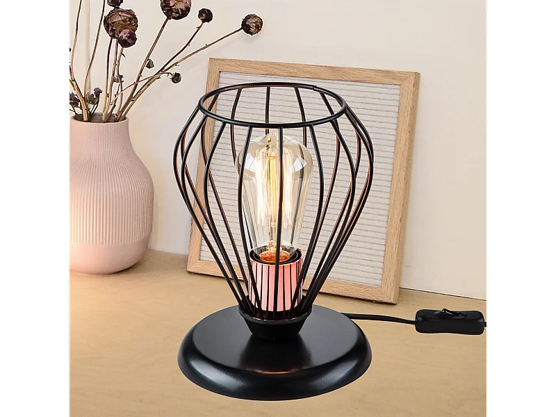 Lampe de bureau Grays en métal 23 cm E27 noir / cuivre [lux.pro]