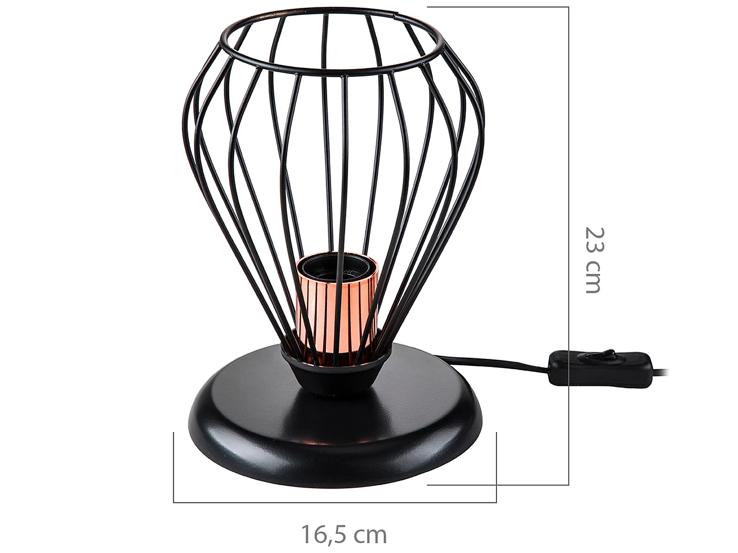 Lampe de bureau Grays en métal 23 cm E27 noir / cuivre [lux.pro]