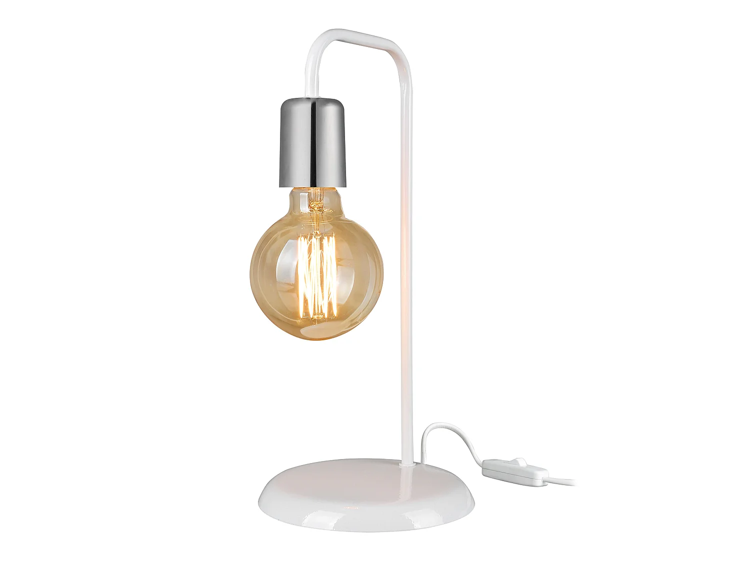 Lampe de bureau Lancaster en métal 36 cm E27 blanc / chrome [lux.pro]