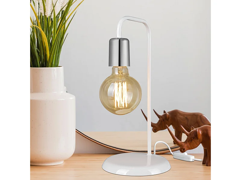 Lampe de bureau Lancaster en métal 36 cm E27 blanc / chrome [lux.pro]