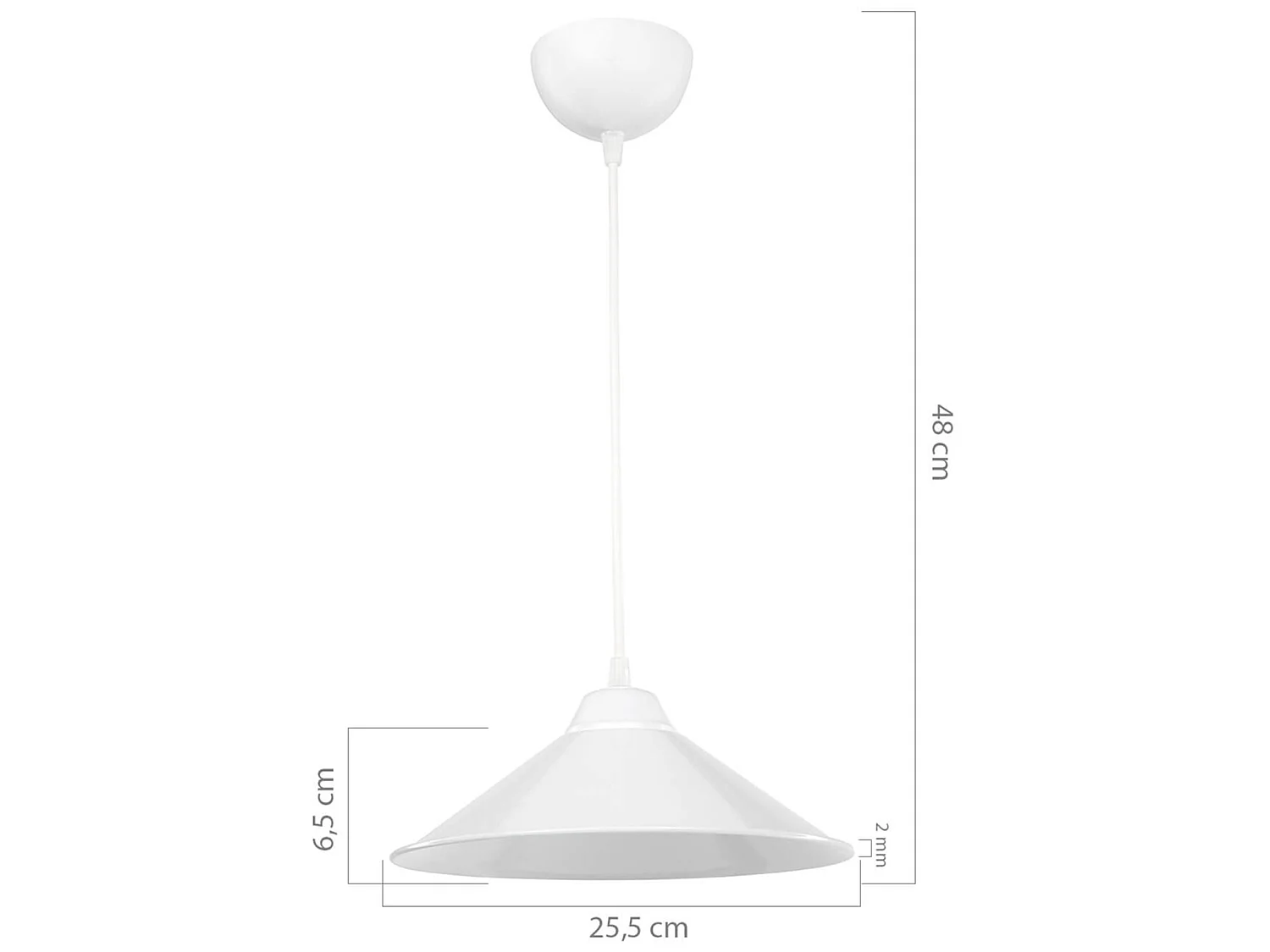 Suspension Hereford en plastique hauteur 48 cm E27 blanc [lux.pro]