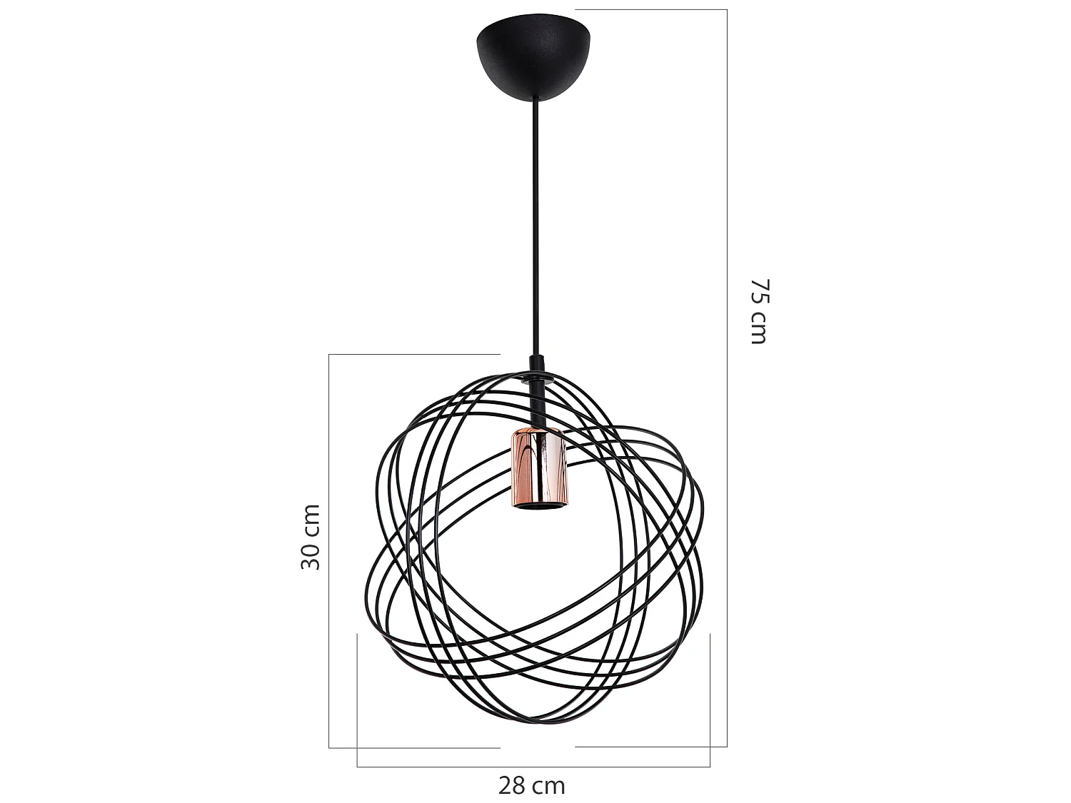 Suspension Hove en métal 75 cm E27 noir / cuivre [lux.pro]