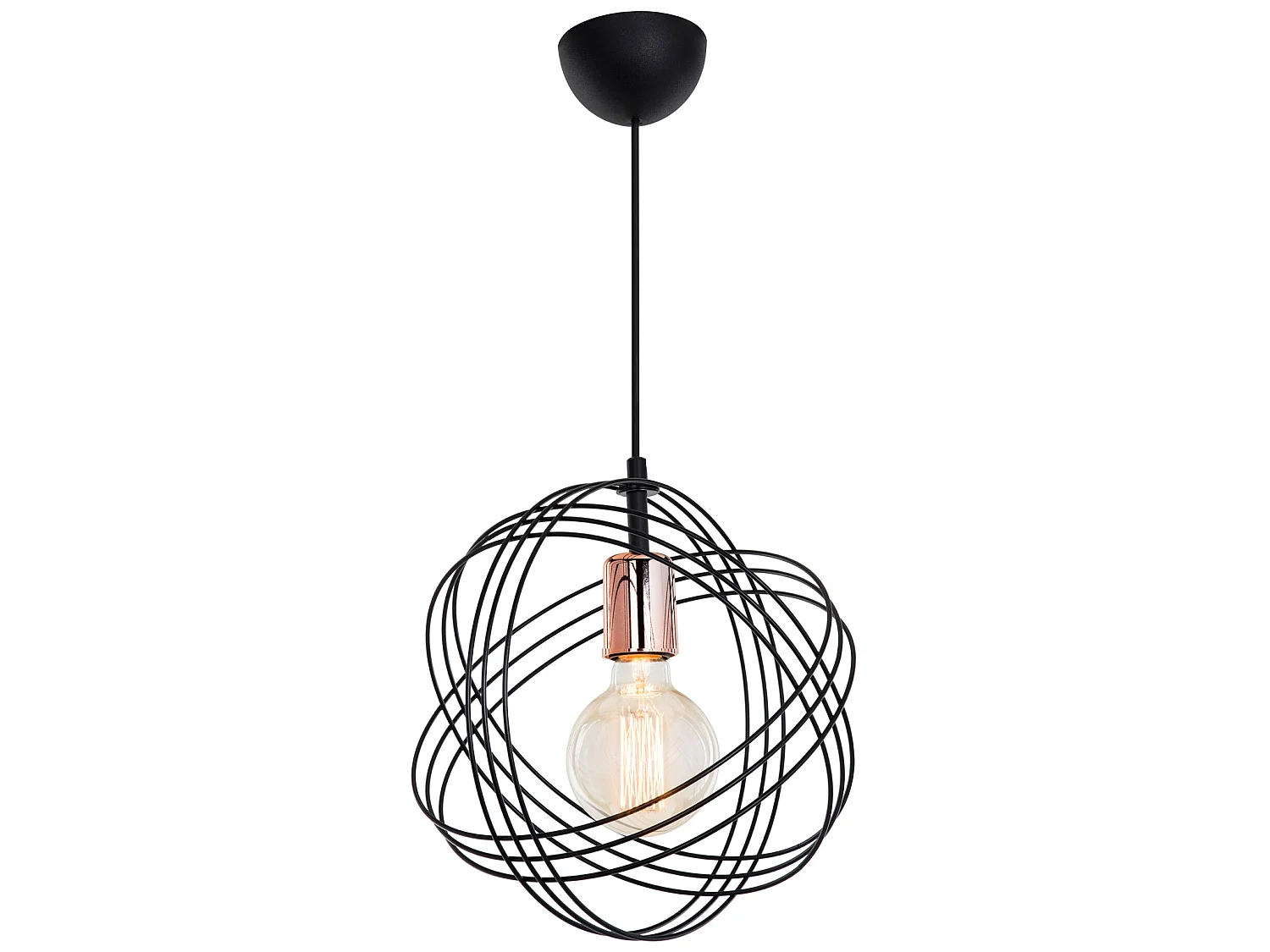 Suspension Hove en métal 75 cm E27 noir / cuivre [lux.pro]