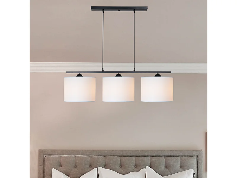 Suspension Horsham 85 x 92,5 cm 3 x E27 noir / blanc [lux.pro]