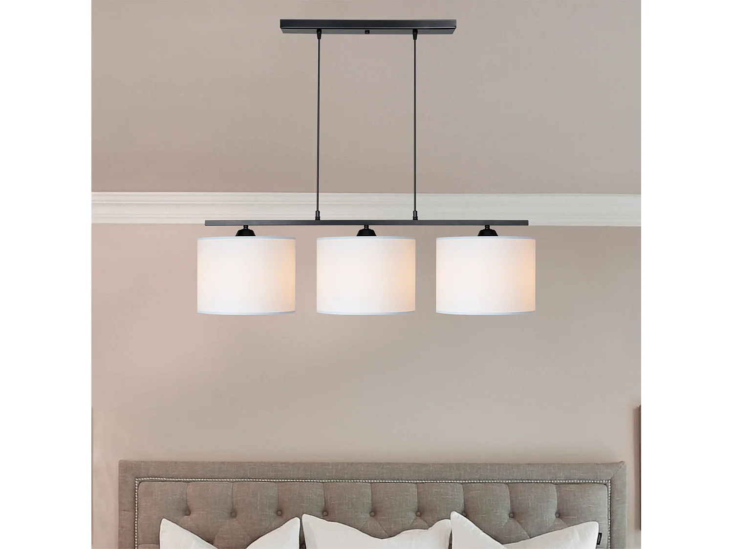 Suspension Horsham 85 x 92,5 cm 3 x E27 noir / blanc [lux.pro]