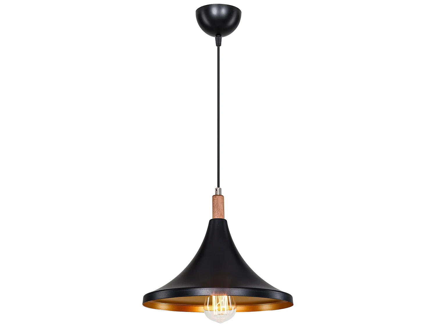 Suspension Hastings en plastique hauteur 80 cm E27 noir / doré [lux.pro]
