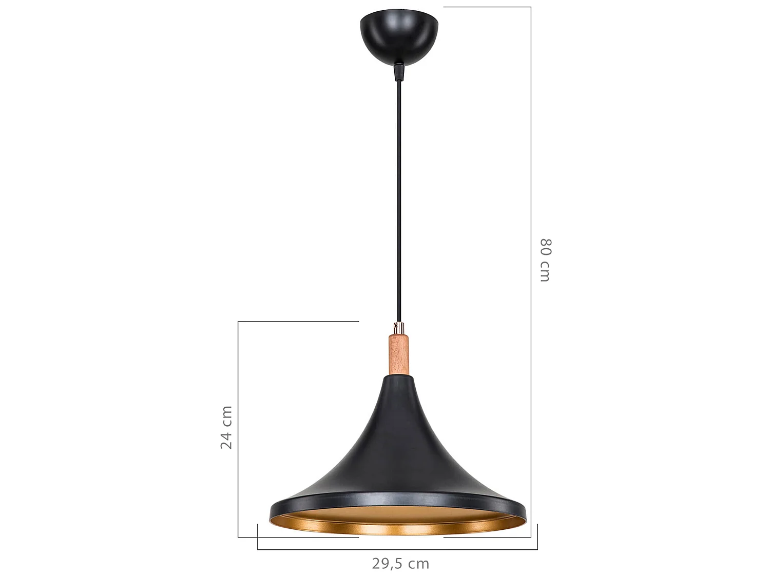 Suspension Hastings en plastique hauteur 80 cm E27 noir / doré [lux.pro]