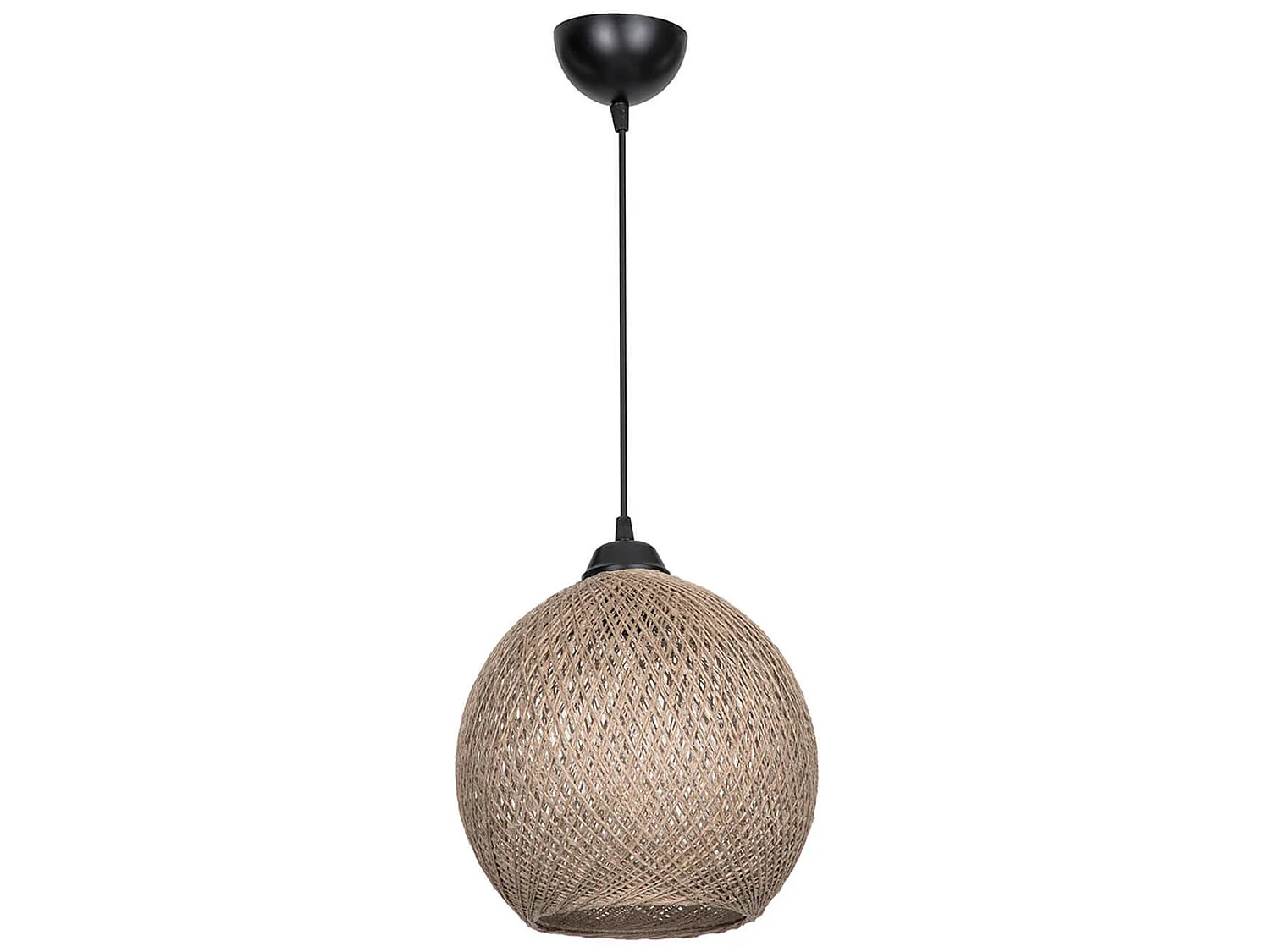 Suspension Lisburn corde de jute hauteur 65 cm E27 noir / naturel [lux.pro]