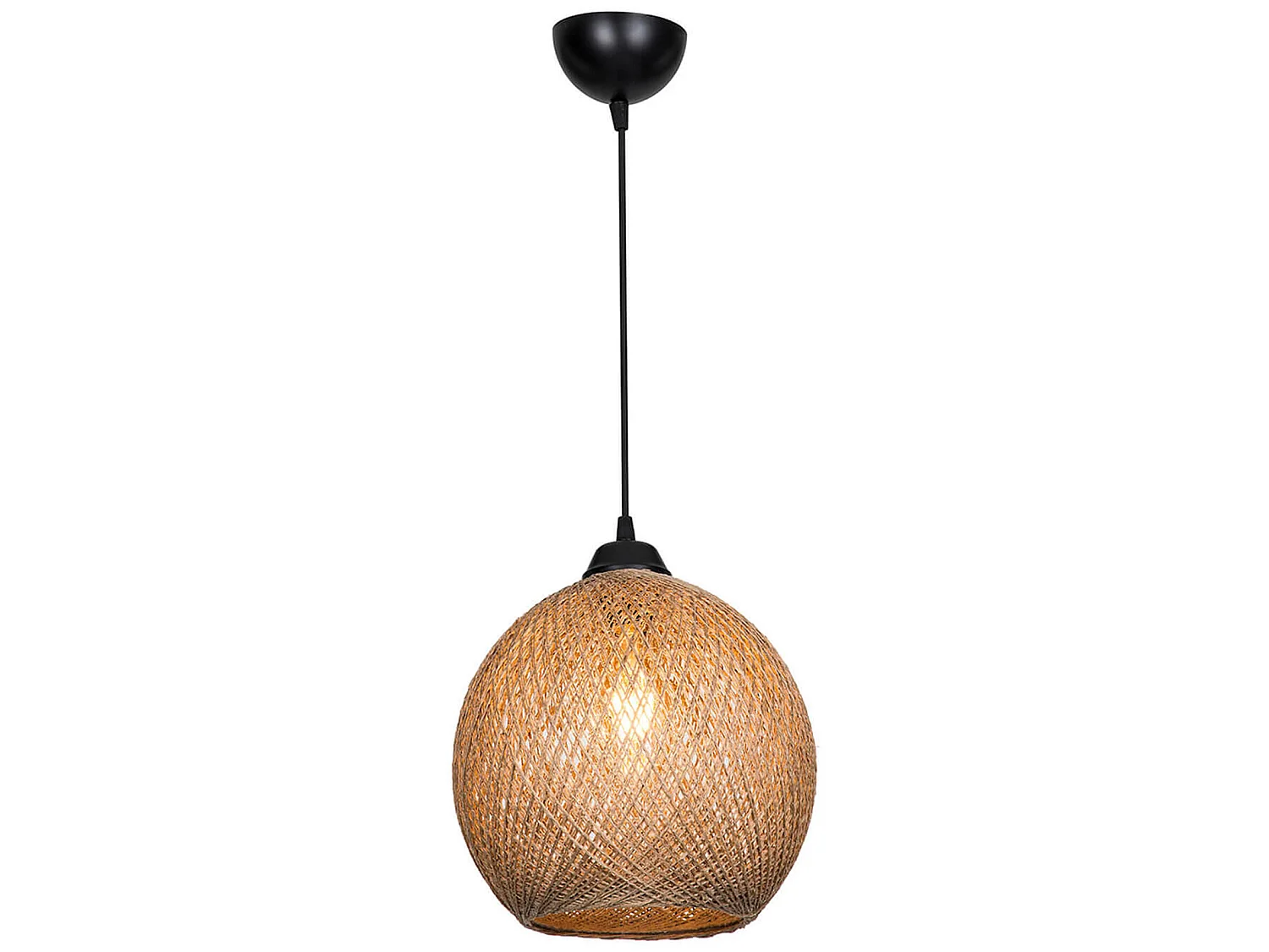 Suspension Lisburn corde de jute hauteur 65 cm E27 noir / naturel [lux.pro]