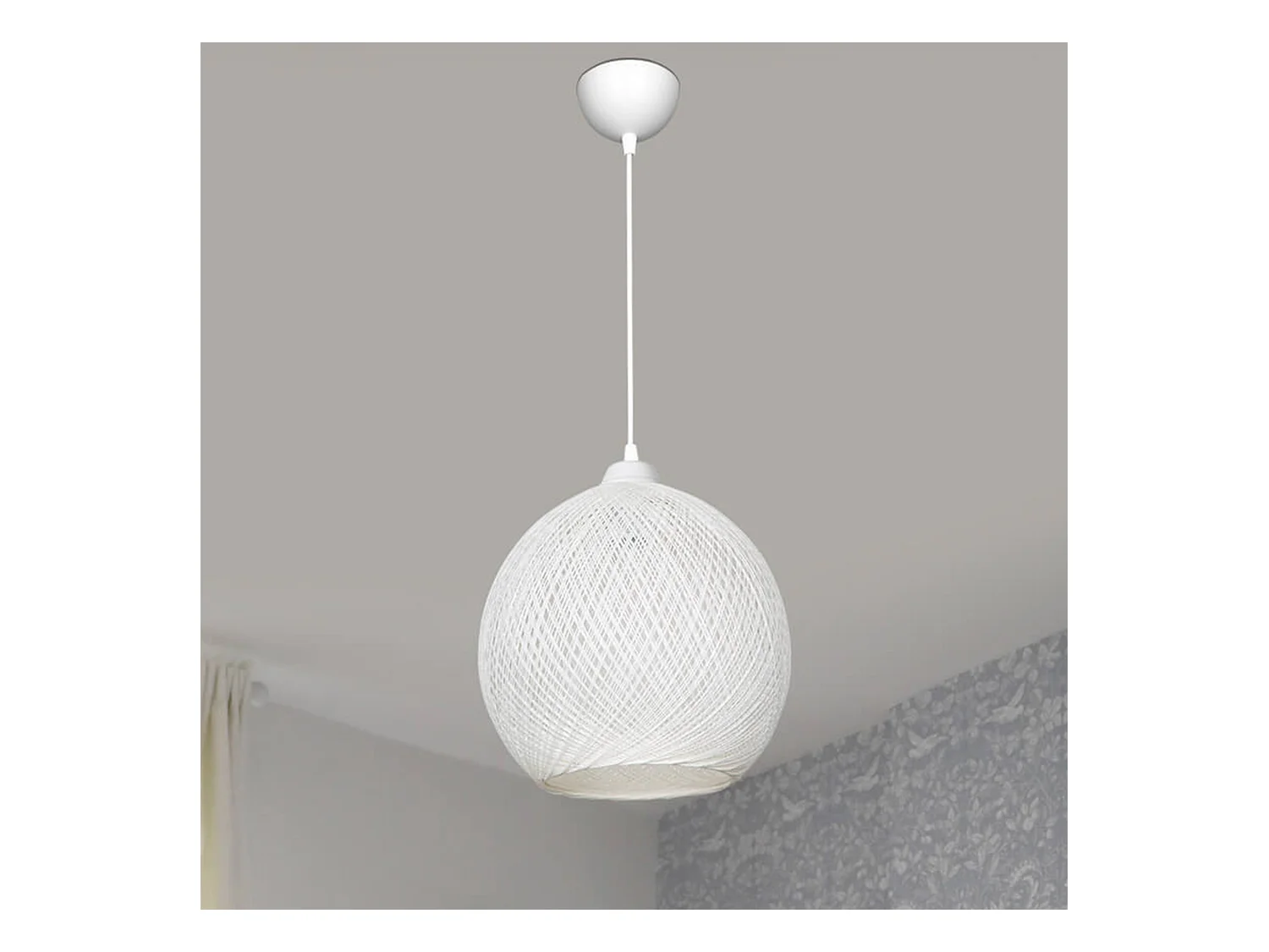 Suspension Lisburn corde de jute hauteur 65 cm E27 blanc [lux.pro]