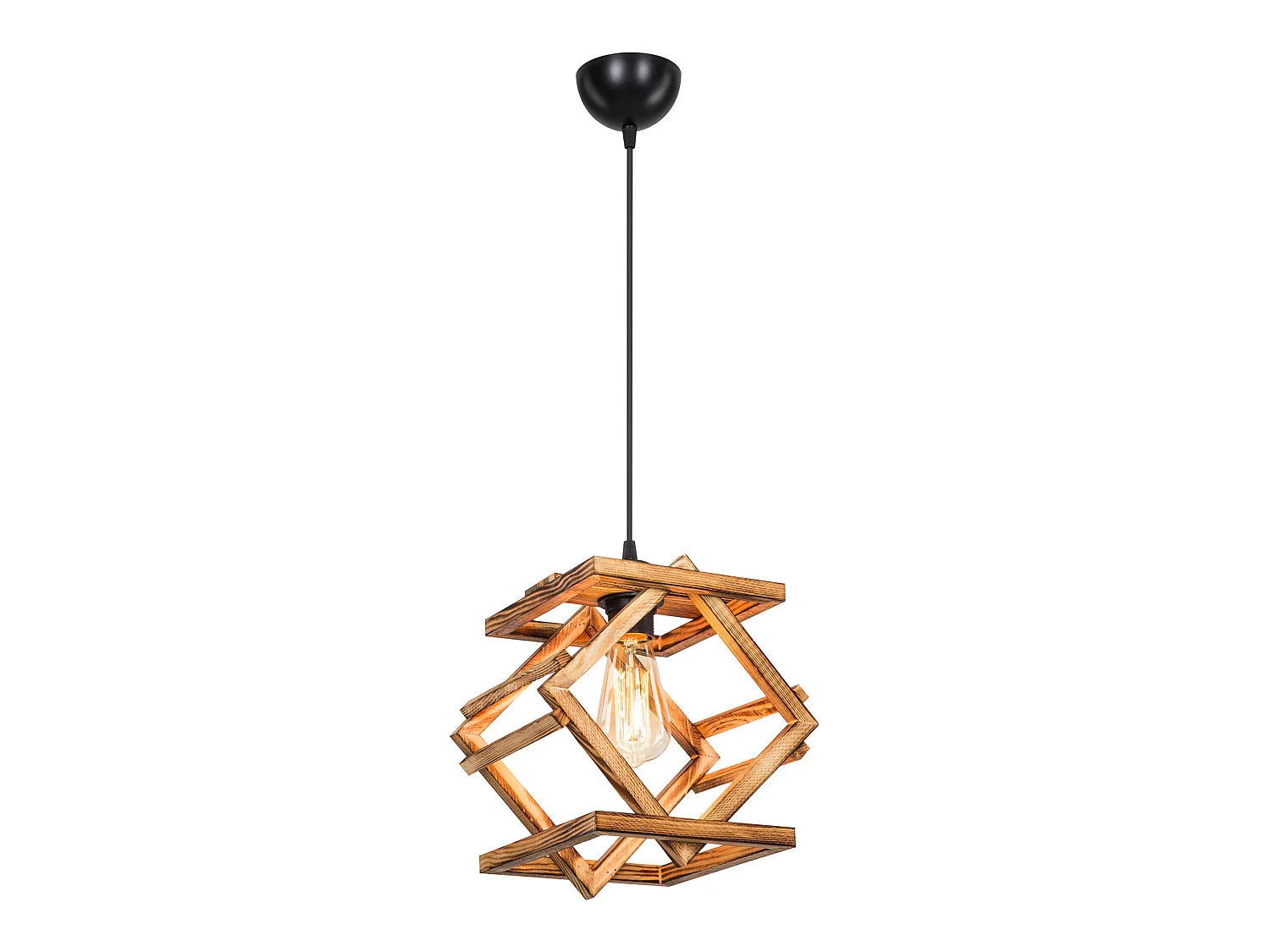 Suspension Dudley bois massif 75 cm E27 noir / naturel [lux.pro]