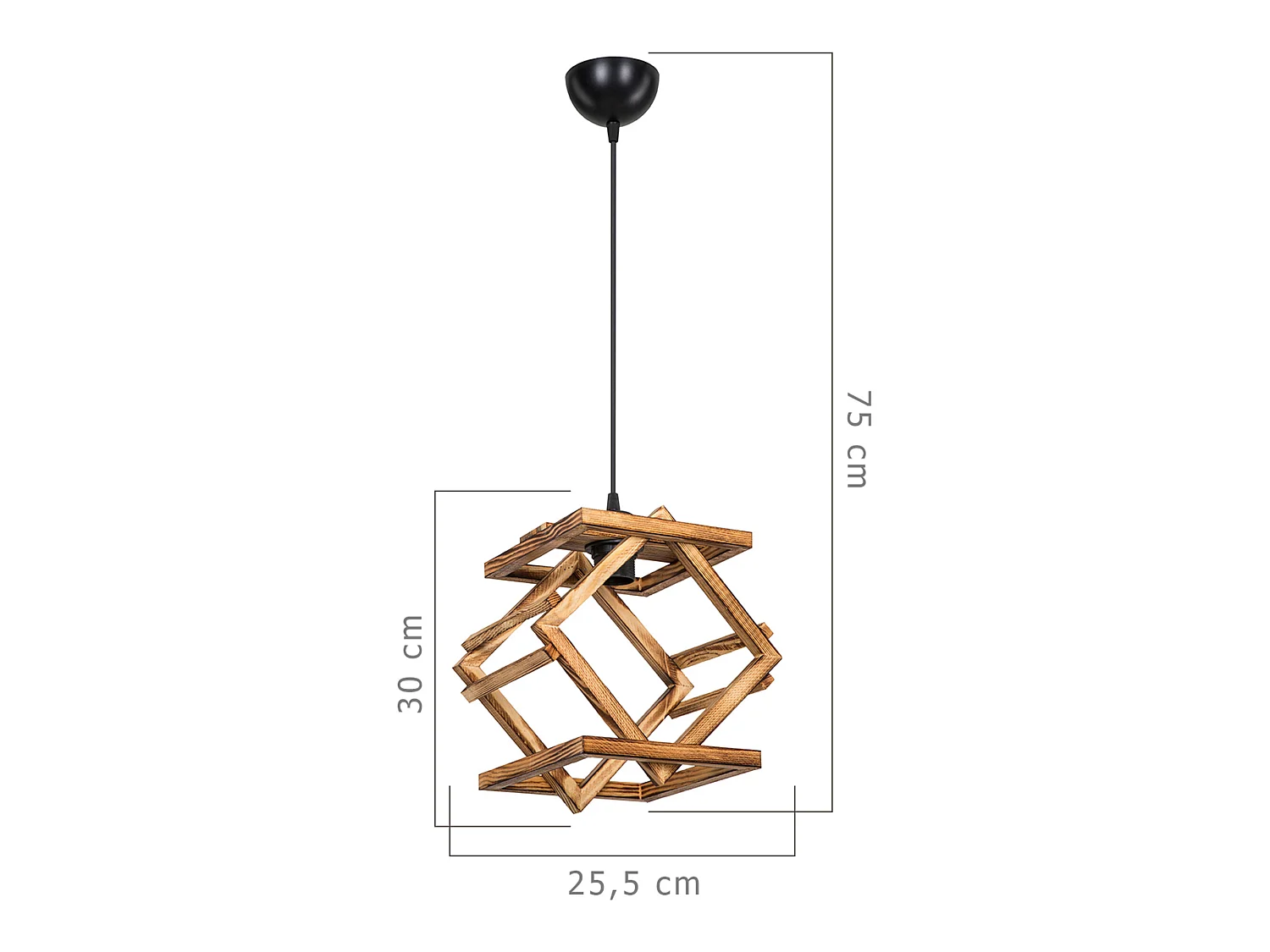 Suspension Dudley bois massif 75 cm E27 noir / naturel [lux.pro]