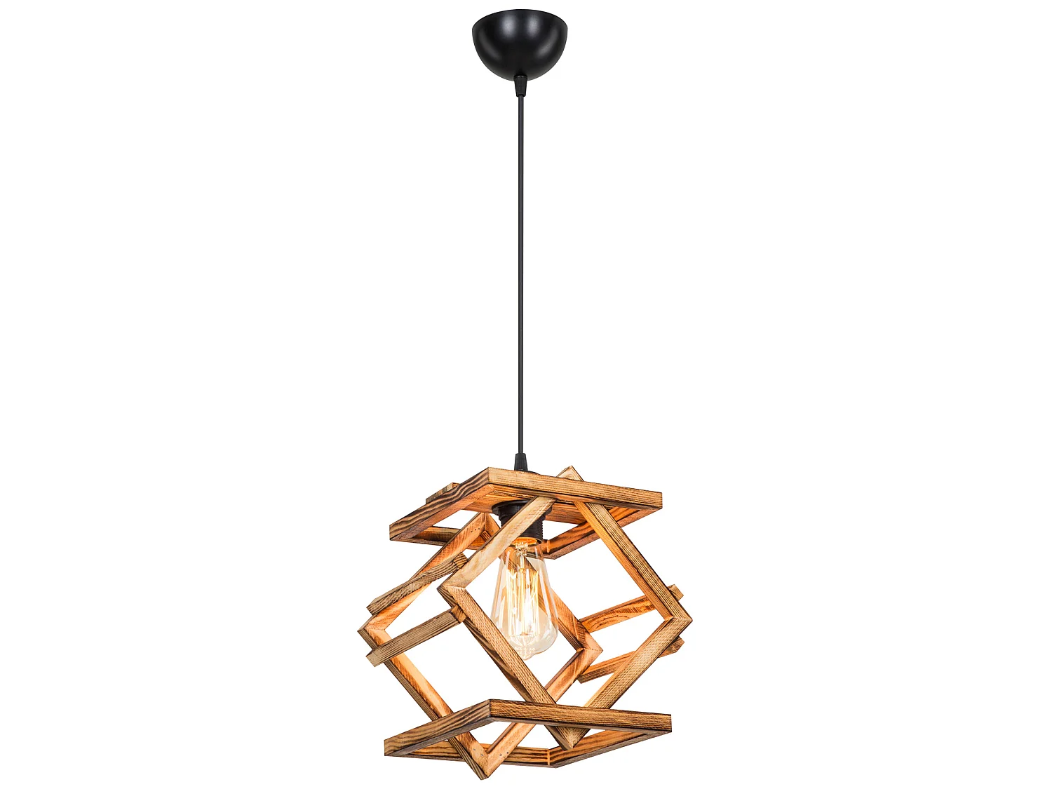 Suspension Dudley bois massif 75 cm E27 noir / naturel [lux.pro]