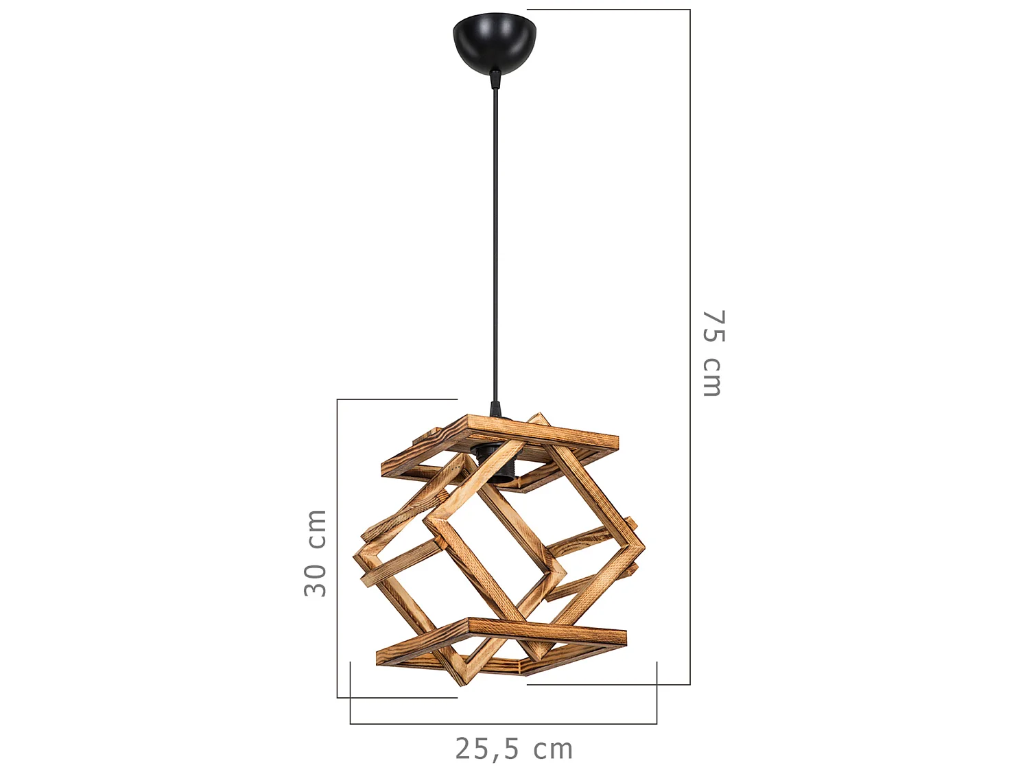 Suspension Dudley bois massif 75 cm E27 noir / naturel [lux.pro]