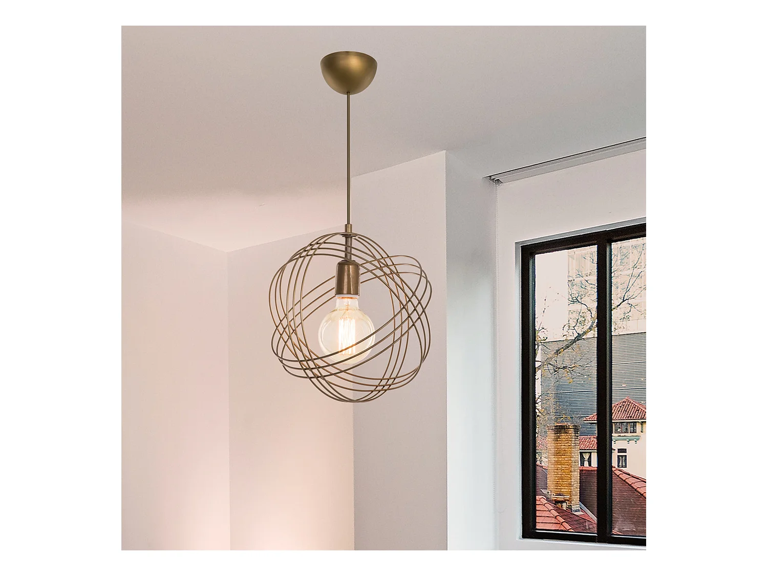 Suspension Hove en métal 75 cm E27 bronze patiné [lux.pro]