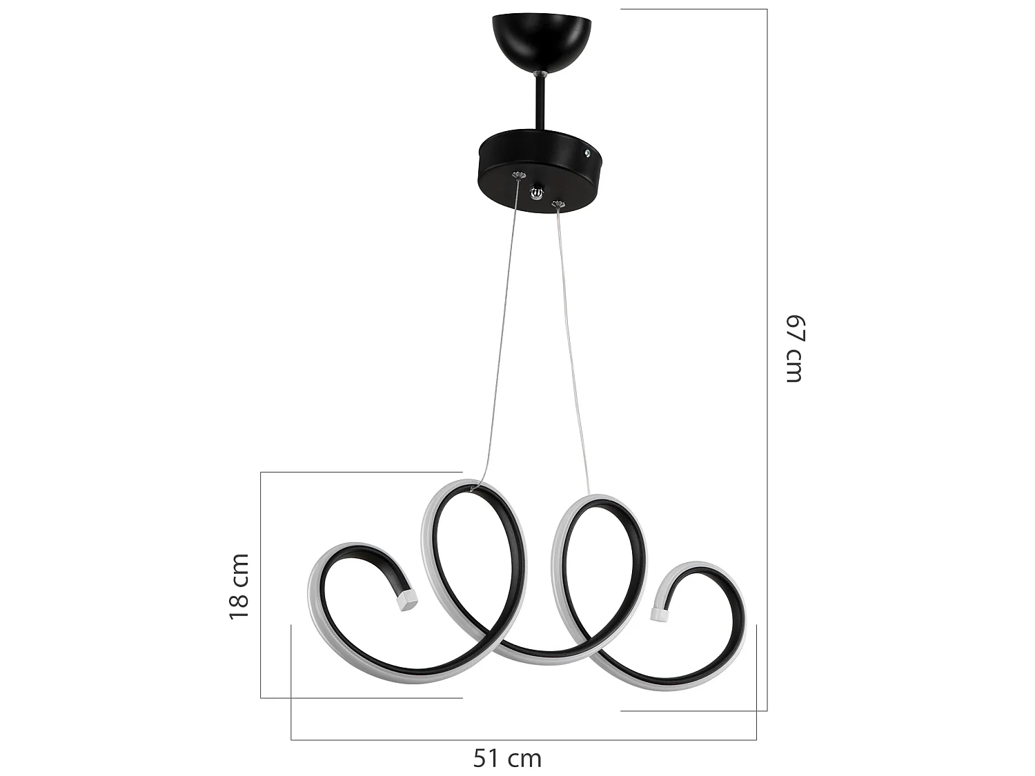 Suspension Durham 67 cm 206 LED noir / blanc [lux.pro]