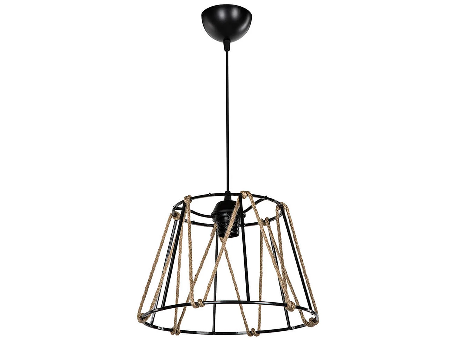 Suspension Halifax en ABS et corde de jute hauteur 60 cm E27 noir / naturel [lux.pro]
