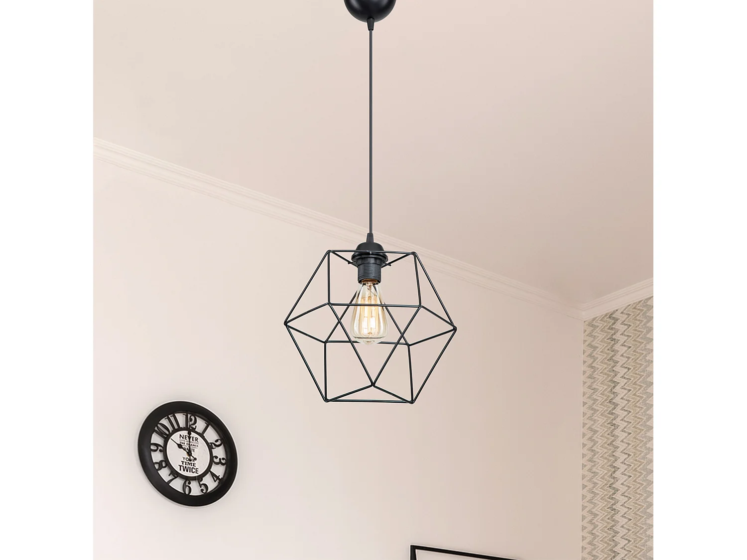 Suspension Bebington en métal 73 cm E27 noir [lux.pro]