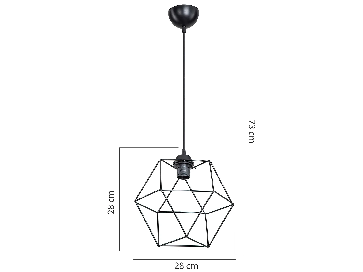 Suspension Bebington en métal 73 cm E27 noir [lux.pro]