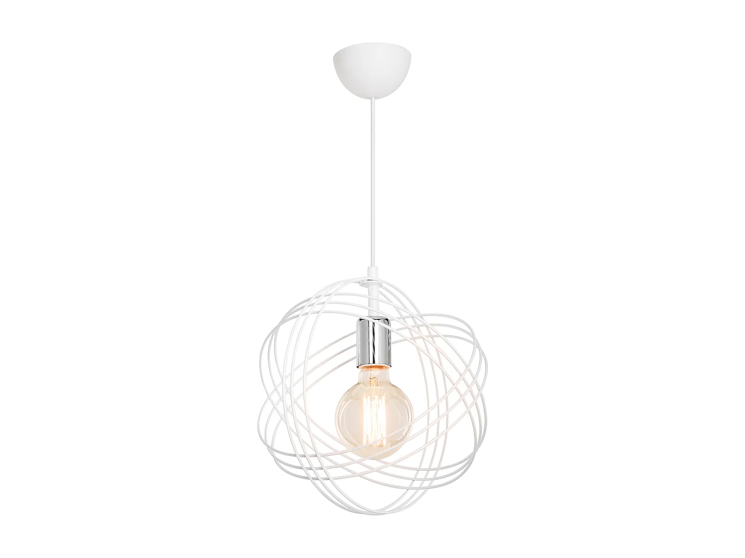 Suspension Hove en métal 75 cm E27 blanc / argenté [lux.pro]
