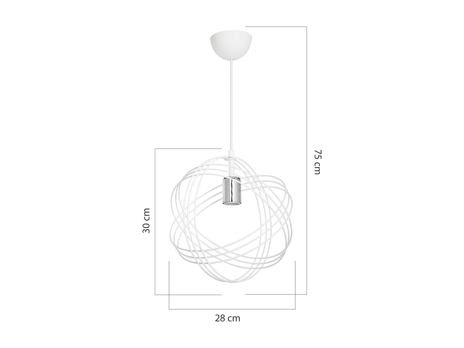 Suspension Hove en métal 75 cm E27 blanc / argenté [lux.pro]
