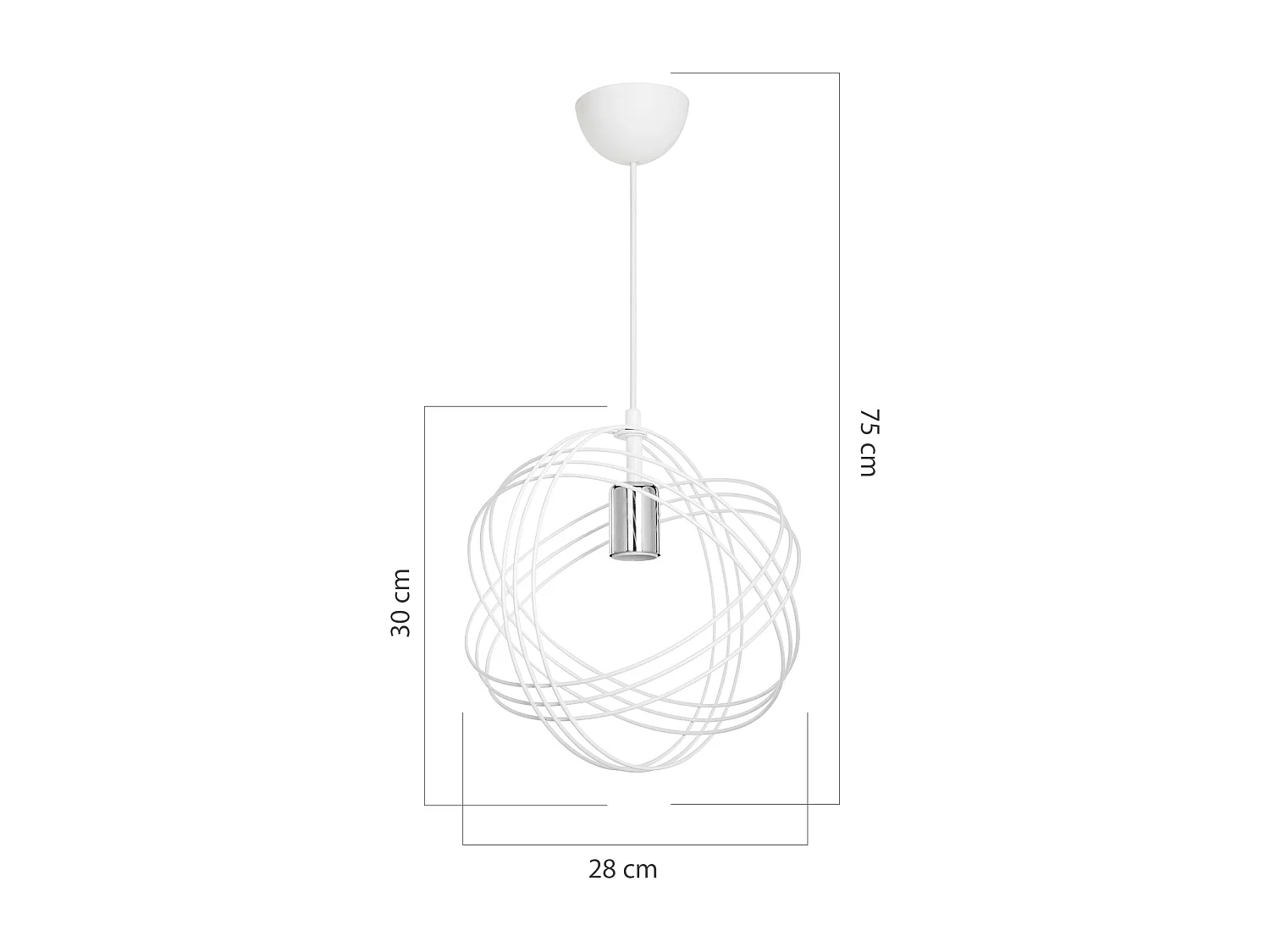 Suspension Hove en métal 75 cm E27 blanc / argenté [lux.pro]