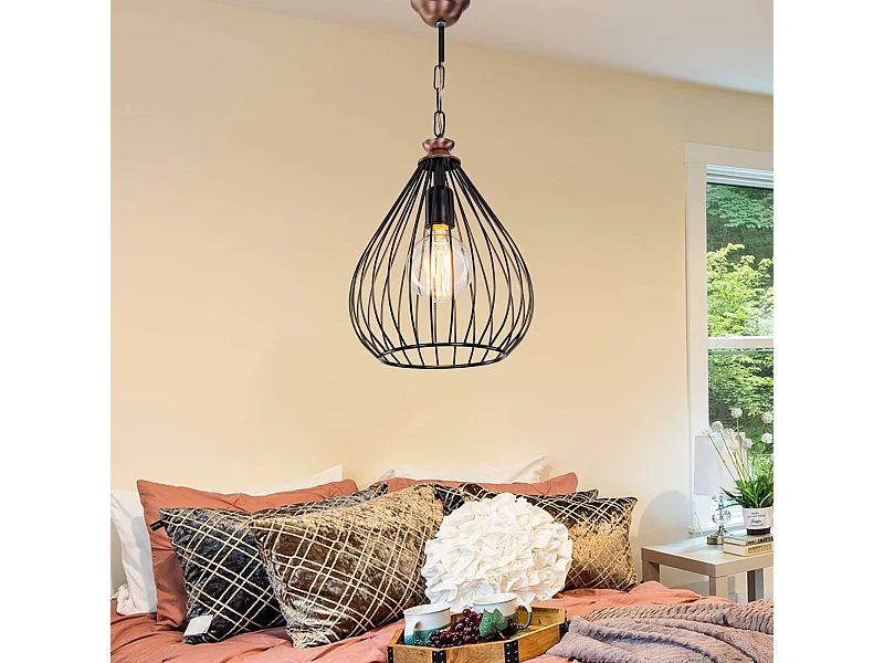 Suspension Bracknell en métal 54 cm E27 noir / bronze [lux.pro]