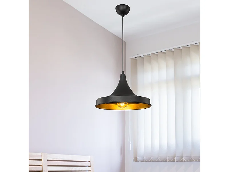 Suspension Bamber Bridge en métal 91 cm E27 noir / laiton [lux.pro]