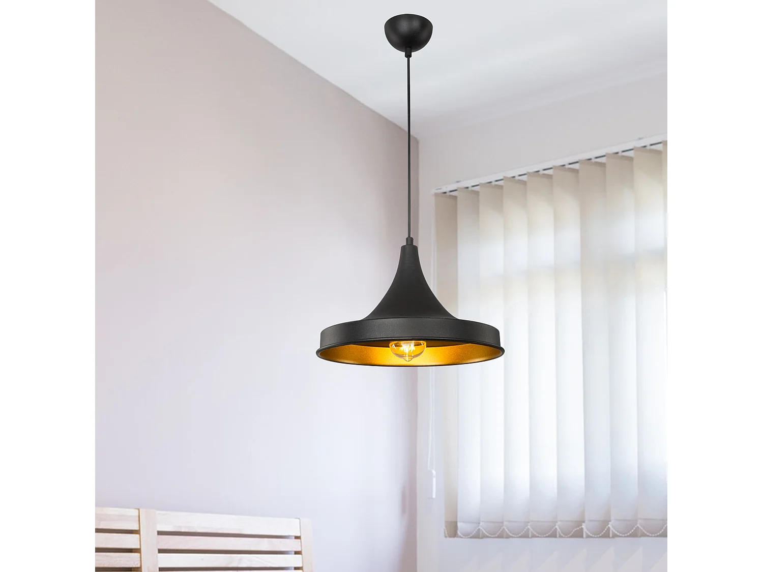 Suspension Bamber Bridge en métal 91 cm E27 noir / laiton [lux.pro]