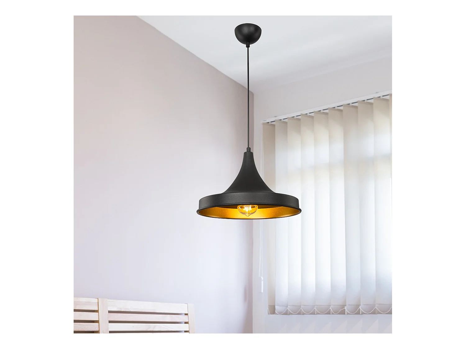 Suspension Bamber Bridge en métal 91 cm E27 noir / laiton [lux.pro]